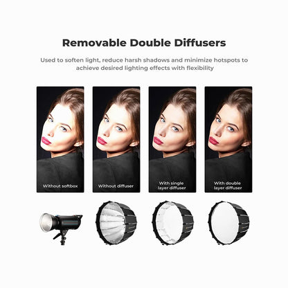 K&F Concept 120cm Softbox Parabolic Hexadecagon Compatible with Bowens Mount with Honeycomb Grid-KF18.0008V2