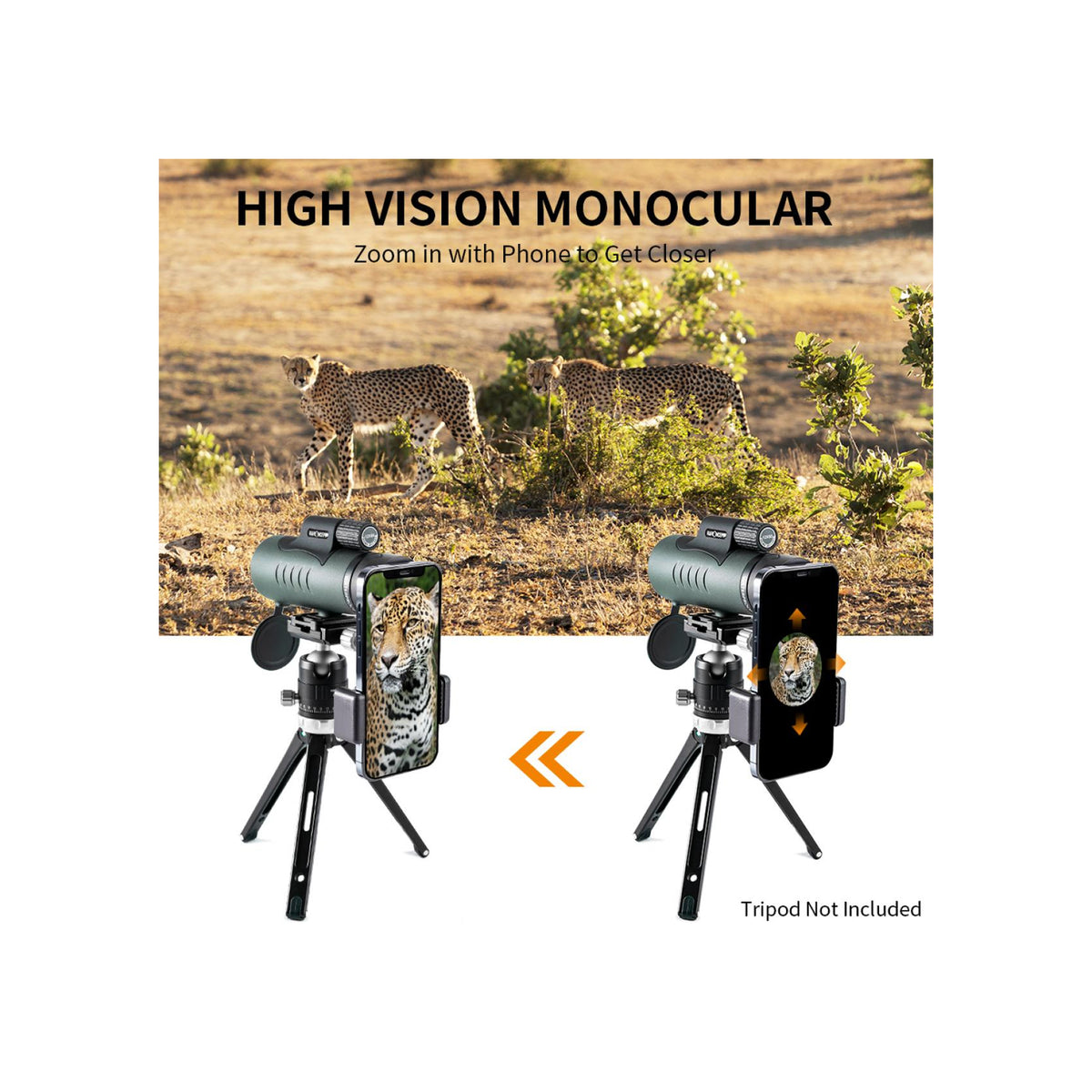 K&F Concept 12×50 BAK4 IP68 Waterproof Monocular with Smartphone Adapter – KF33.008
