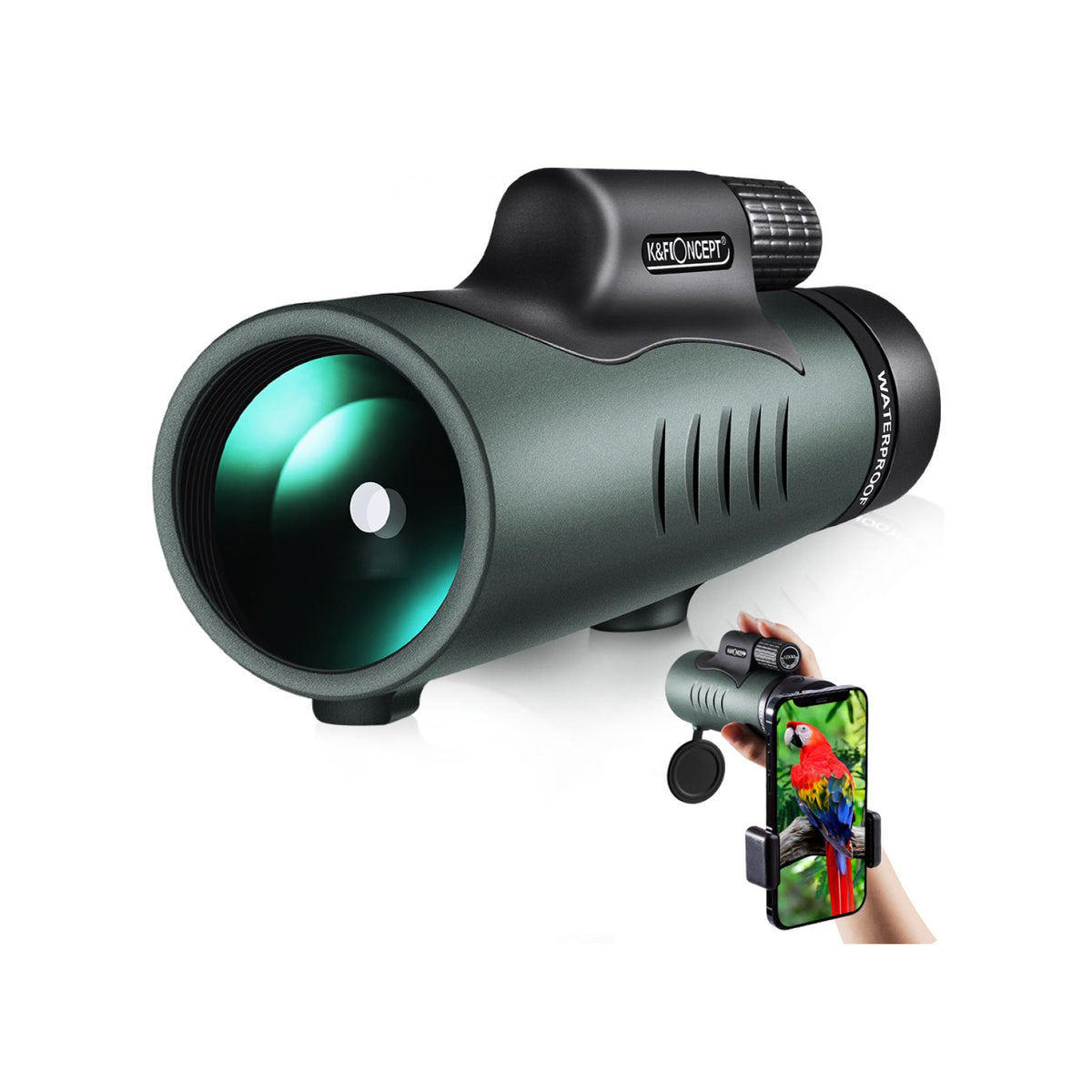 K&F Concept 12×50 BAK4 IP68 Waterproof Monocular with Smartphone Adapter – KF33.008