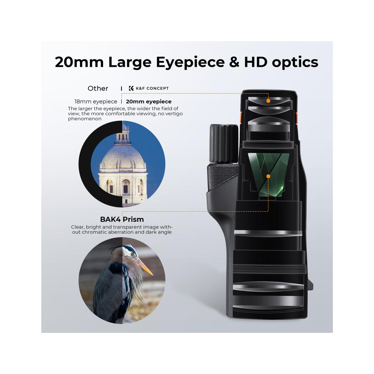 K&F Concept 12x50 IP68 Waterproof Monocular Telescope- KF33.075