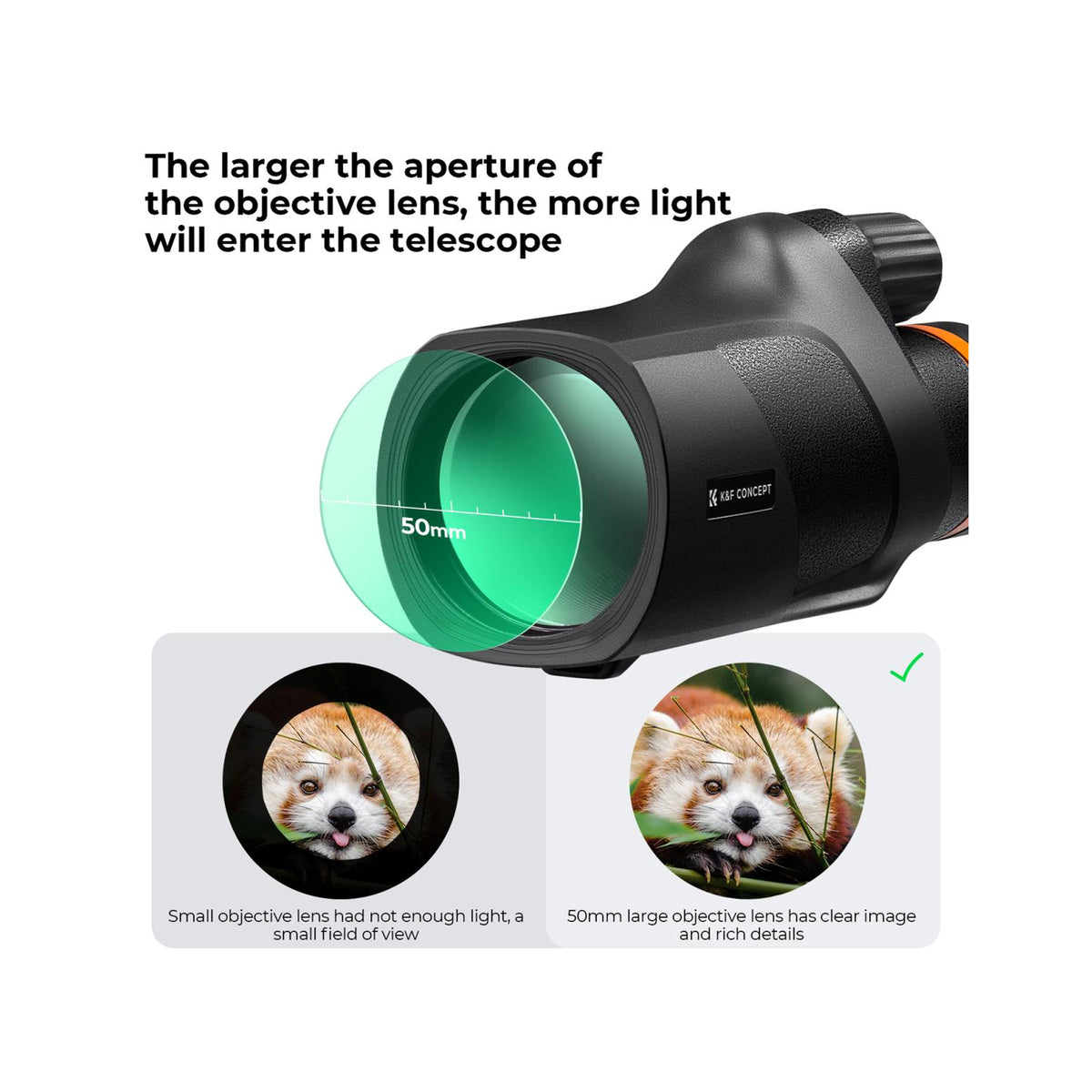 K&F Concept 12x50 IP68 Waterproof Monocular Telescope- KF33.075