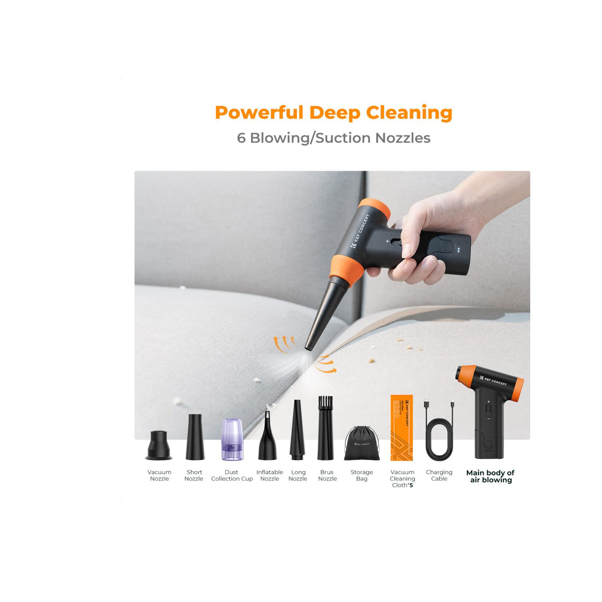 K&F Concept 14-in-1 Electric Air Duster & Vacuum – 150,000RPM
