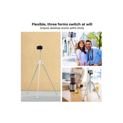K&F Concept 170cm Phone & Camera Tripod with Ball Head – E224A3+BH-18 Silver
