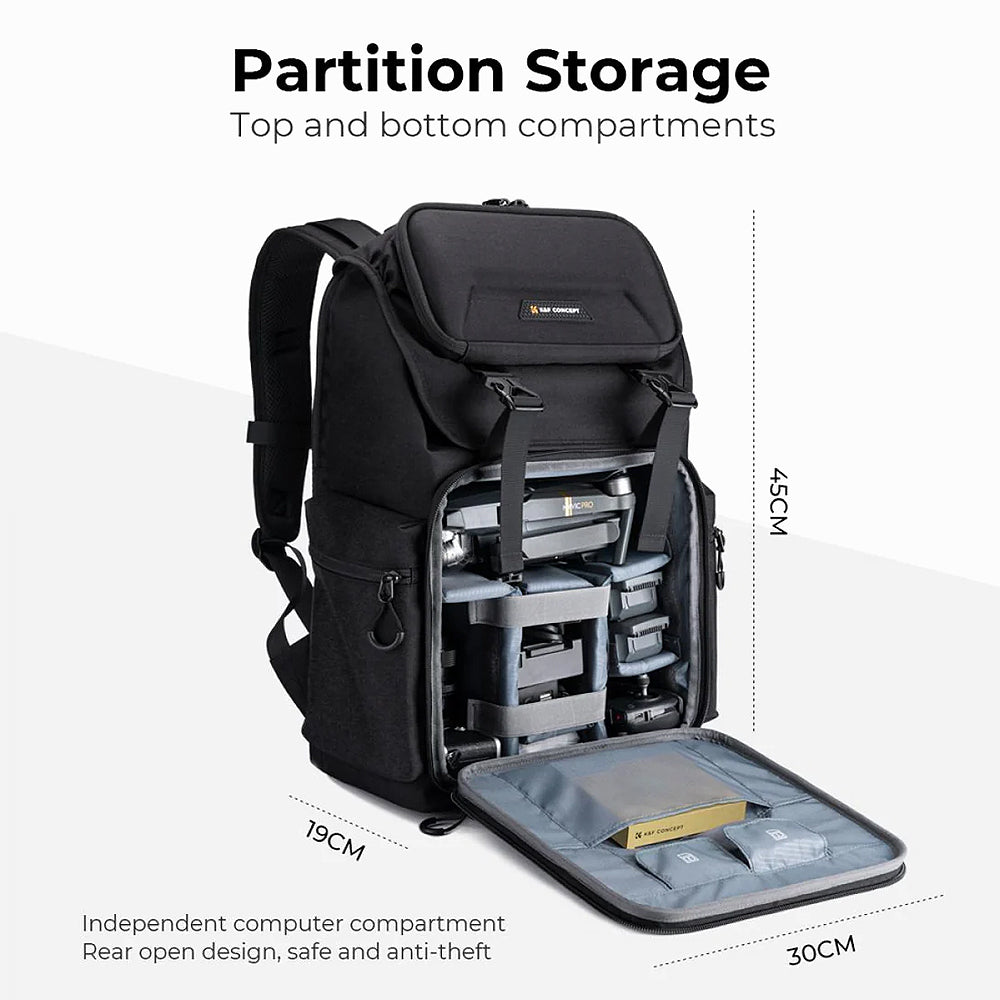 K&F Concept 25L Multi-Functional Camera Backpack with 16" Laptop Compartment-Grey - KF13-098V2