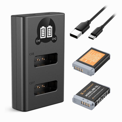 K&F Concept 2 Pack NB-13L Battery and Dual Slot Charger Set- KF28.0043