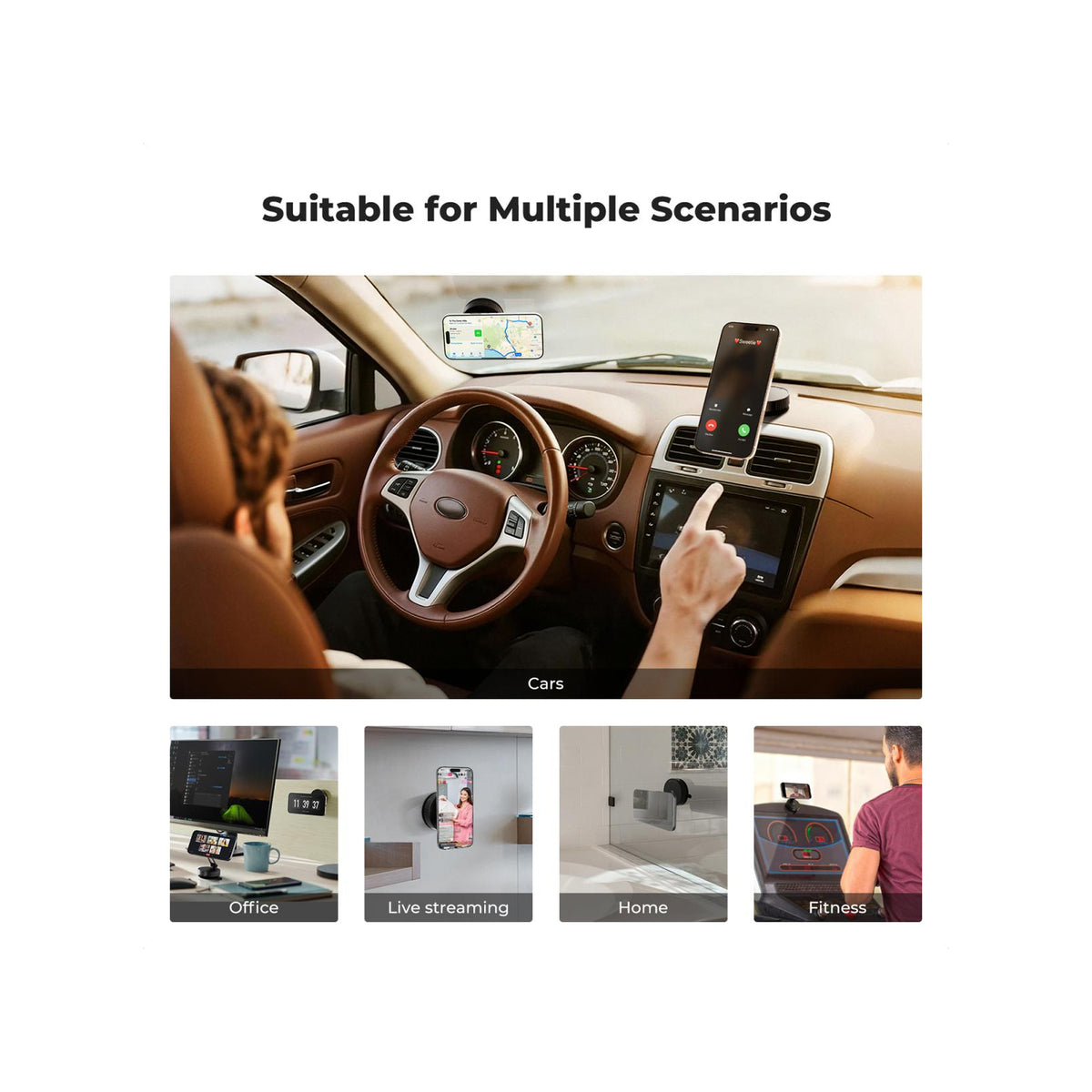 K&F Concept 360° Magnetic Vacuum Car Phone Holder – Black – KF15.0007