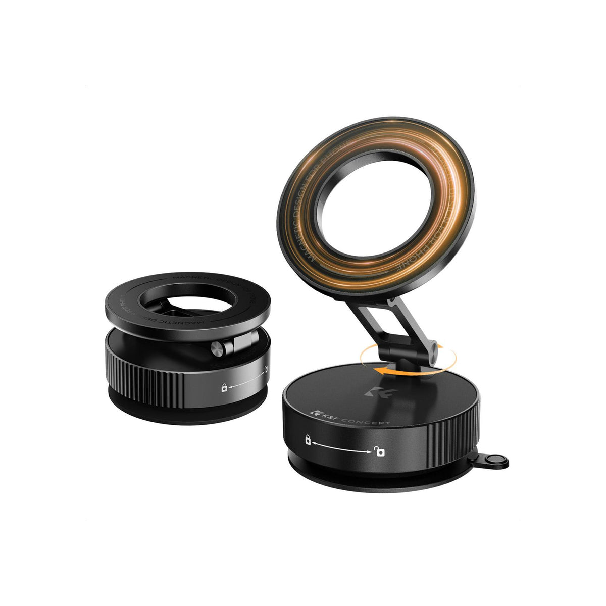 K&F Concept 360° Magnetic Vacuum Car Phone Holder – Black – KF15.0007