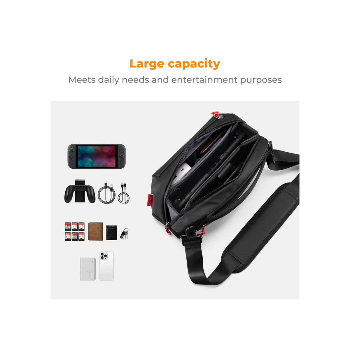 K&F Concept 4L Portable Gaming Console Sling Bag with 8 Card Slots – KF13.226