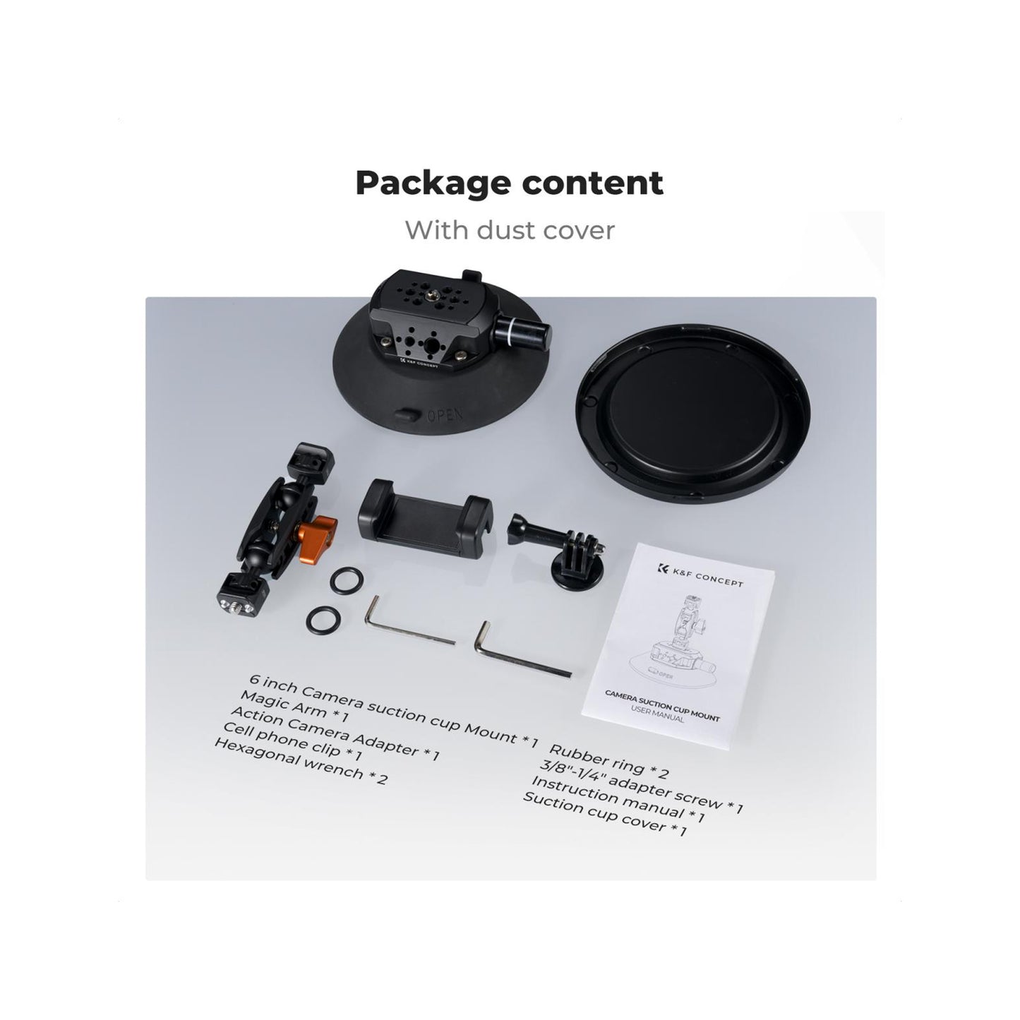 K&F Concept 6-Inch Suction Cup Camera Mount MS-46- KF31.136