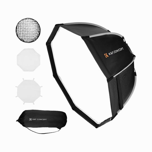 K&F Concept 65CM KF18.0007V1 Quick Release Bowens Mount Octagonal Softbox with Honeycomb Grid Light Diffusers & Carrying Bag (26″/65cm)