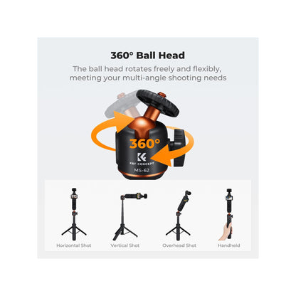 K&F Concept 65cm Mini Selfie Stick Tripod with Cold Shoe – KF09.180S1