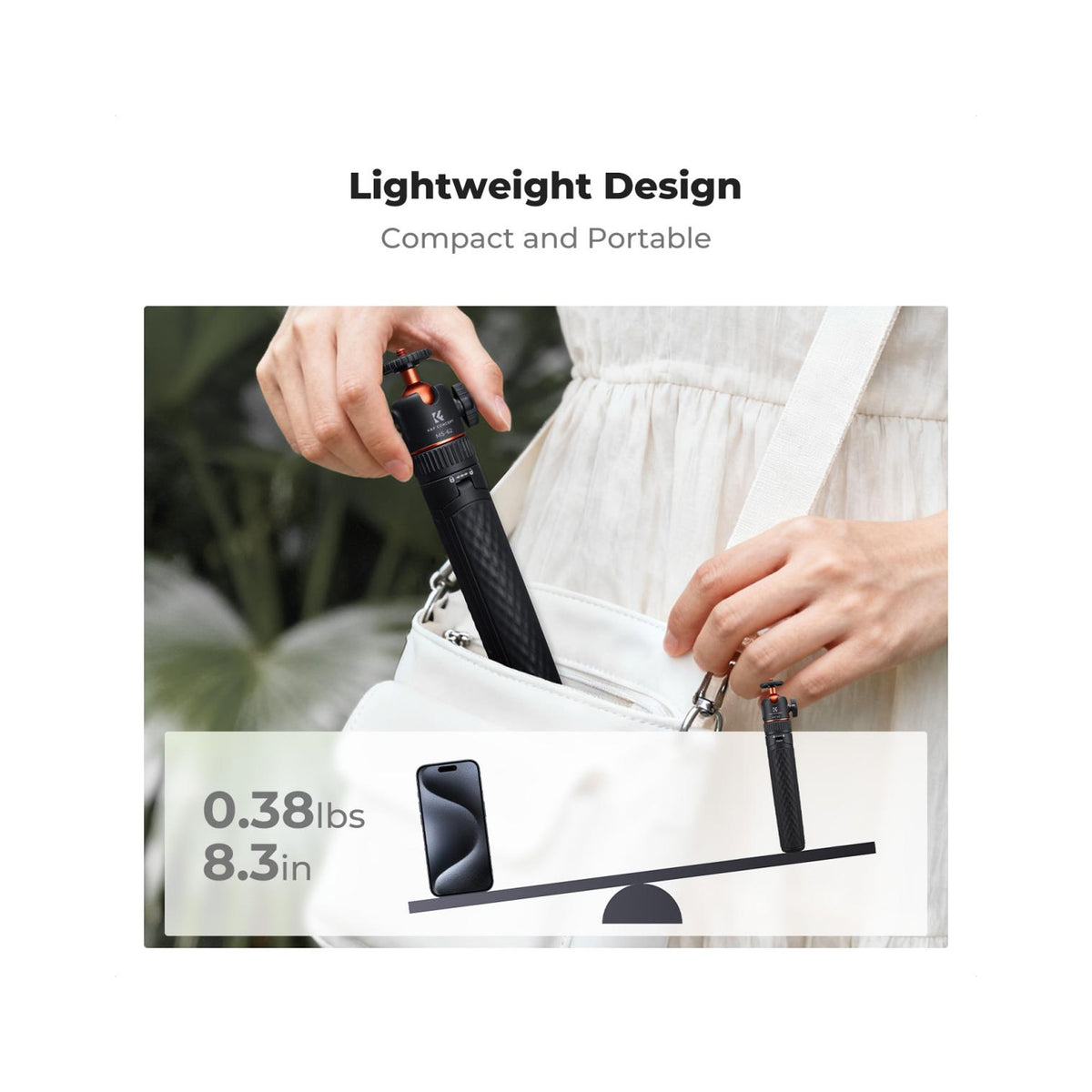 K&F Concept 65cm Mini Selfie Stick Tripod with Cold Shoe – KF09.180S1
