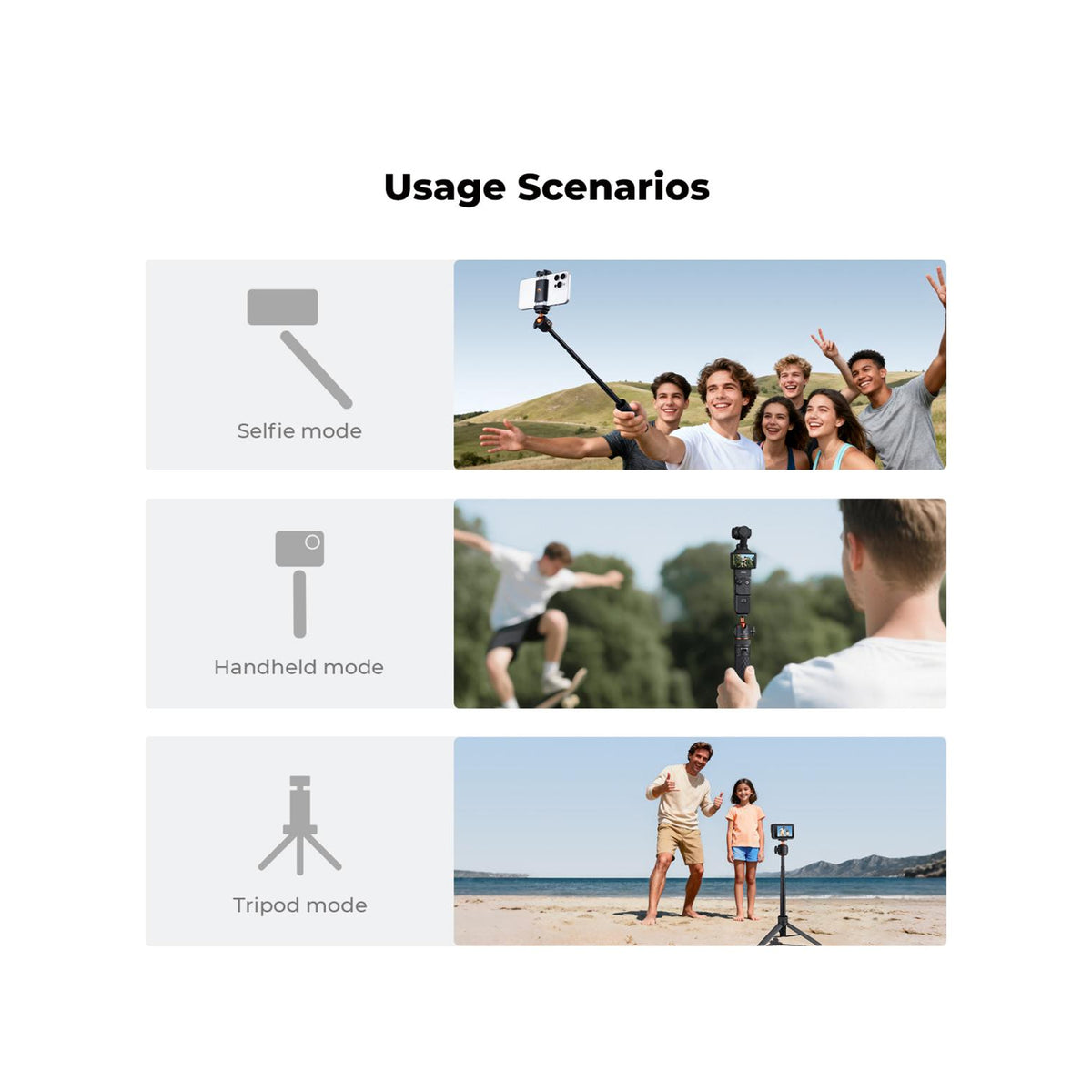 K&F Concept 65cm Mini Selfie Stick Tripod with Cold Shoe – KF09.180S1