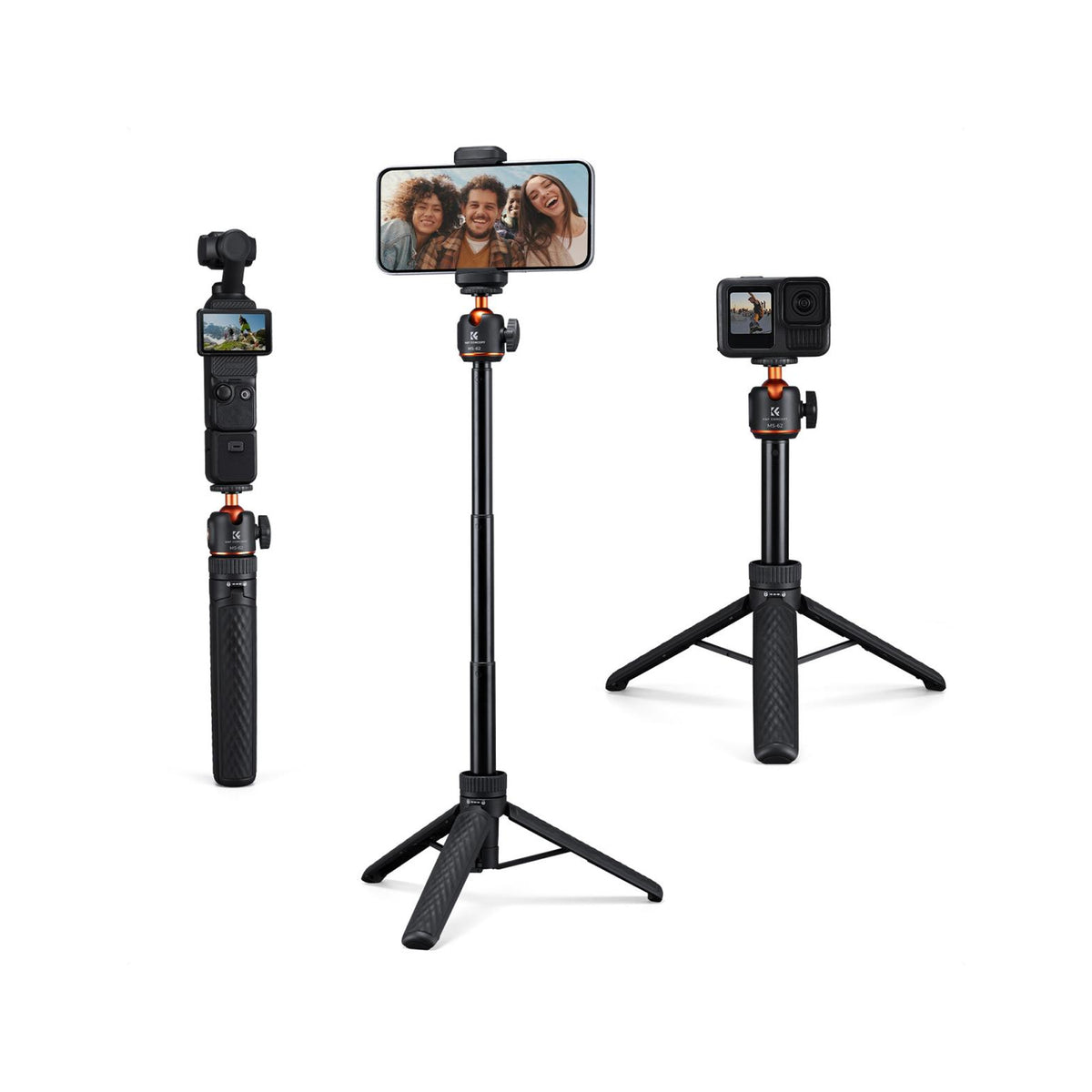 K&F Concept 65cm Mini Selfie Stick Tripod with Cold Shoe – KF09.180S1