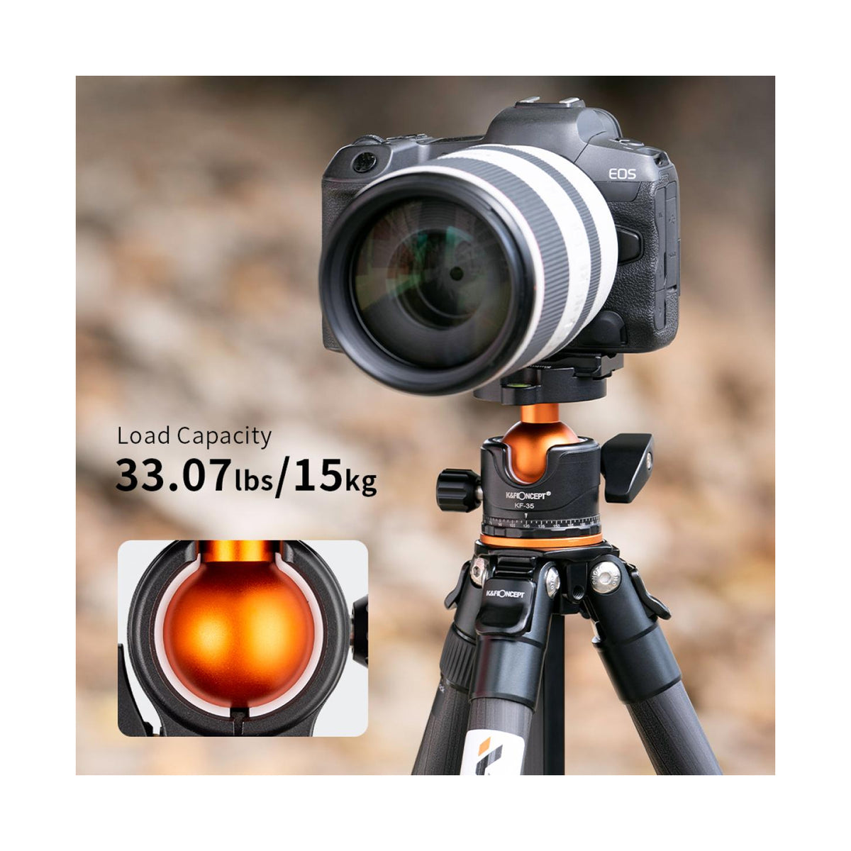 K&F Concept 70″ Carbon Fiber Travel Tripod with BH-36L Ball Head-KF09.098V1