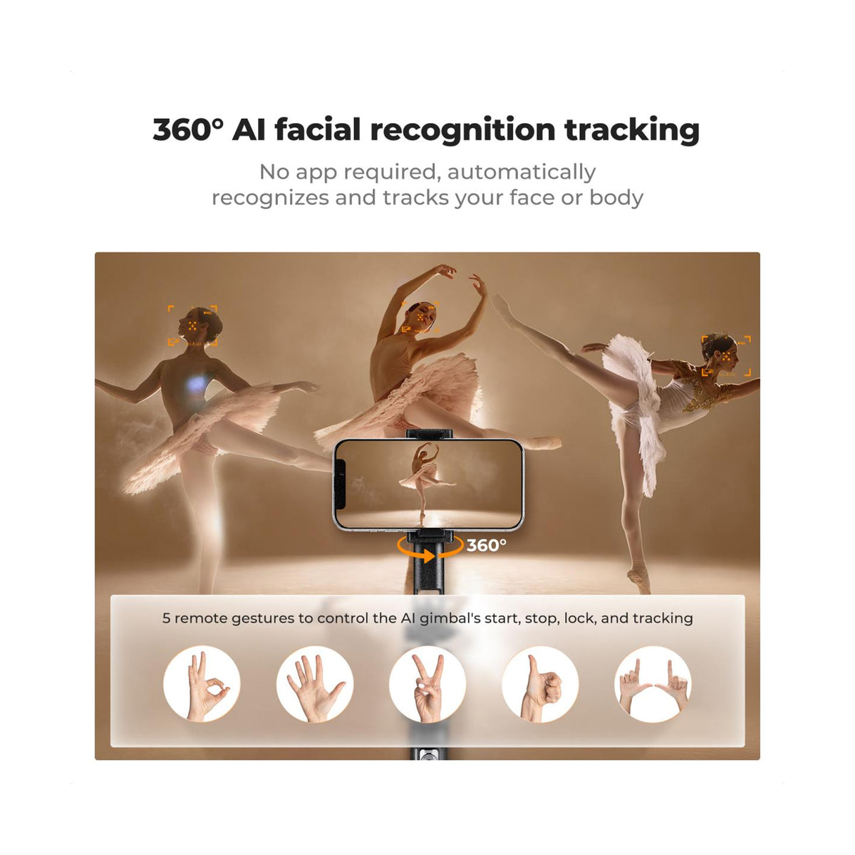 K&F Concept 71" AI Face-Tracking Tripod & Selfie Stick – KF15.0013