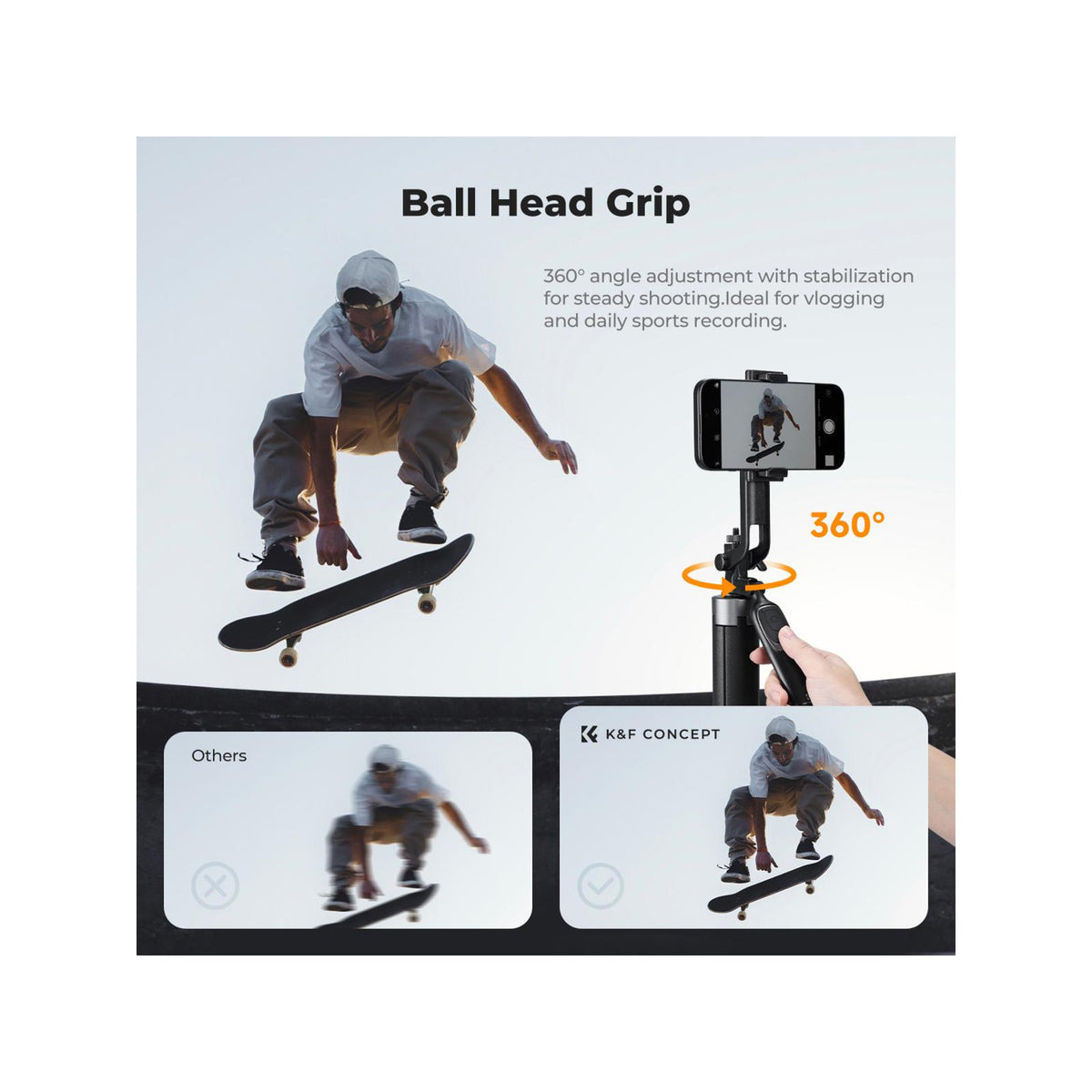 K&F Concept 71" Auto Open Phone Tripod & Selfie Stick – KF15.0030