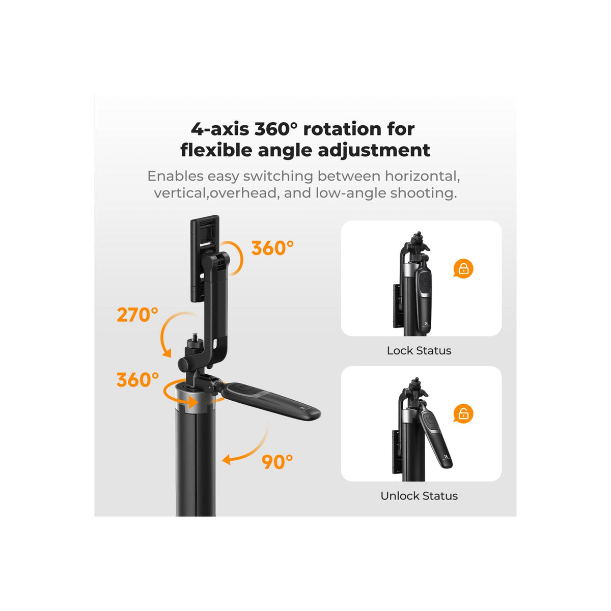 K&F Concept 71" Auto Open Phone Tripod & Selfie Stick – KF15.0030