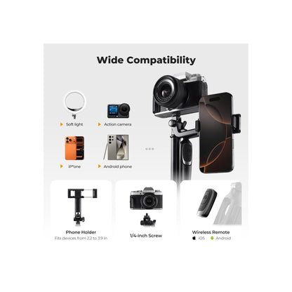 K&F Concept 71" Auto Open Phone Tripod & Selfie Stick – KF15.0030