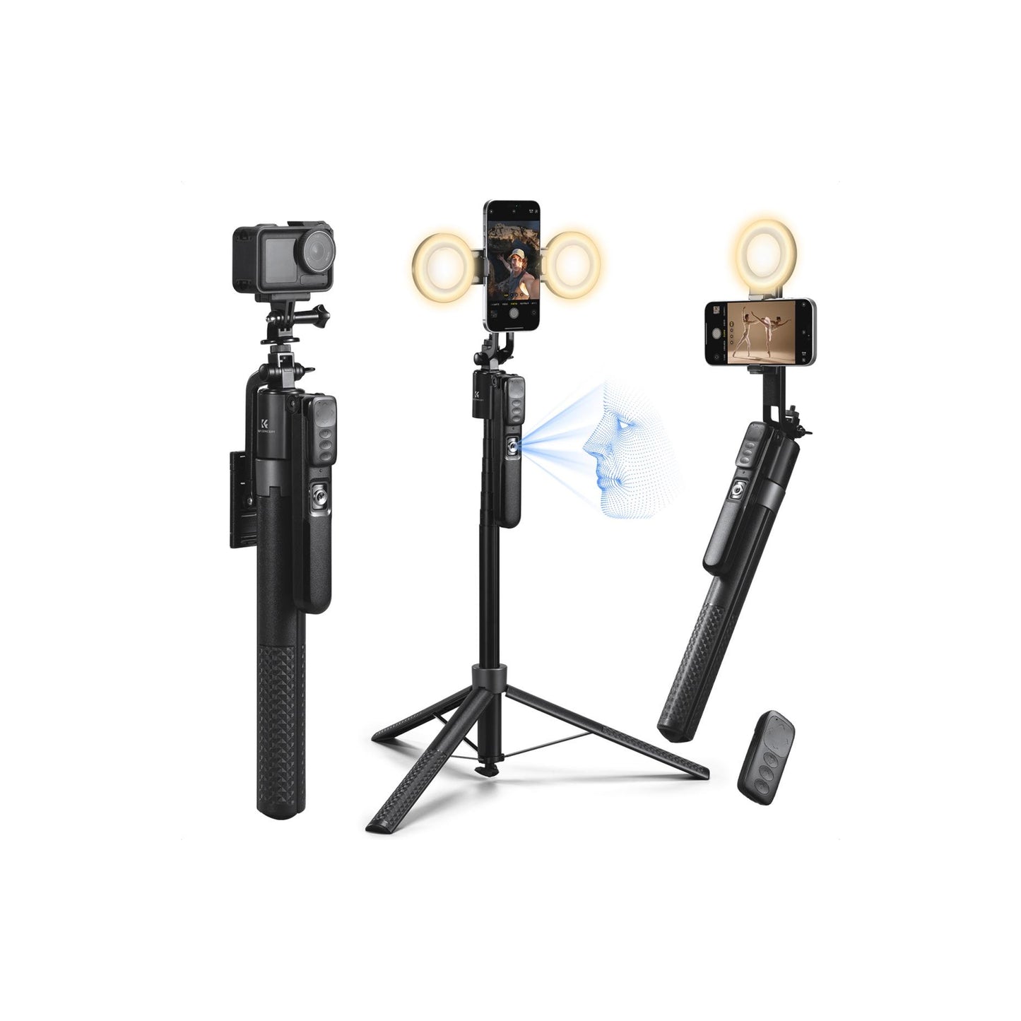 K&F Concept 71″ Smart Face-Tracking Selfie Stick Tripod with Dual Fill Lights – KF15.0006