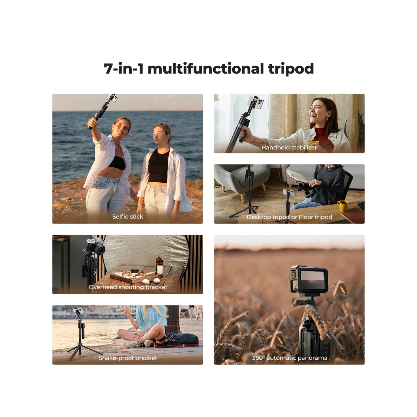 K&F Concept 71″ Smart Face-Tracking Selfie Stick Tripod with Dual Fill Lights – KF15.0006