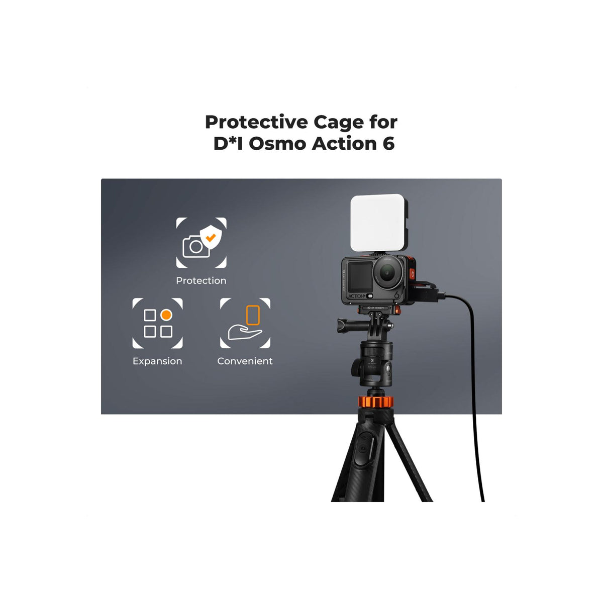 K&F Concept Aluminum Camera Cage for DJI Osmo Action 6 – KF12.0026
