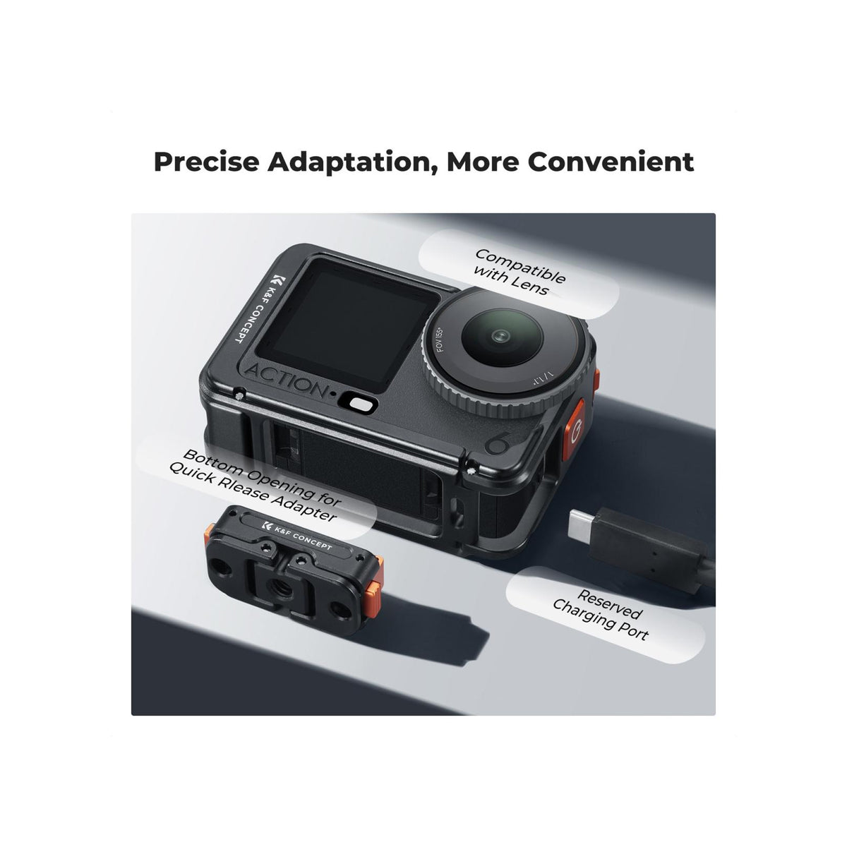 K&F Concept Aluminum Camera Cage for DJI Osmo Action 6 – KF12.0026
