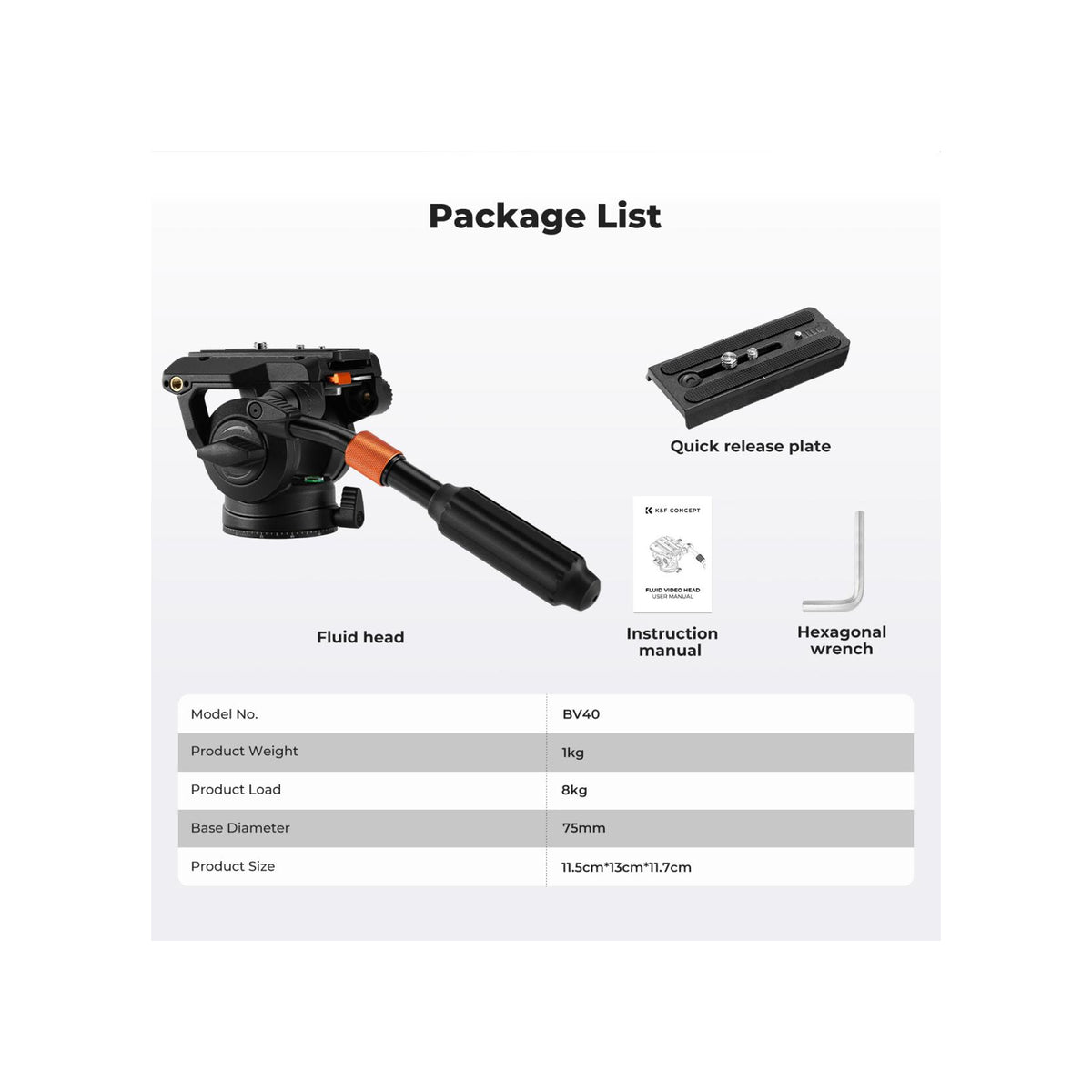 K&F Concept BV40 Fluid Video Head 8kg – KF31.124