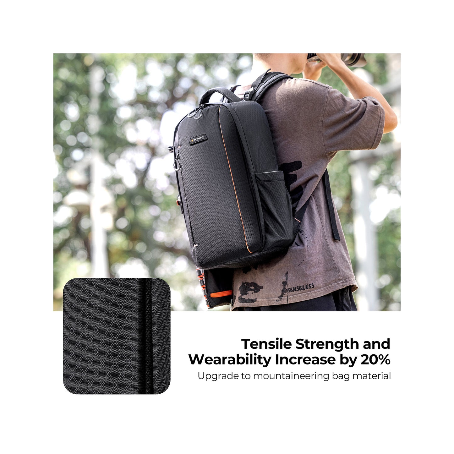 K&F Concept Nature Wander 05 Professional Camera Backpack 18L – Black/Orange (KF13.140)