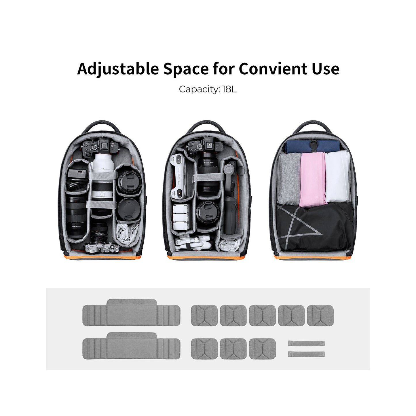 K&F Concept Nature Wander 05 Professional Camera Backpack 18L – Black/Orange (KF13.140)