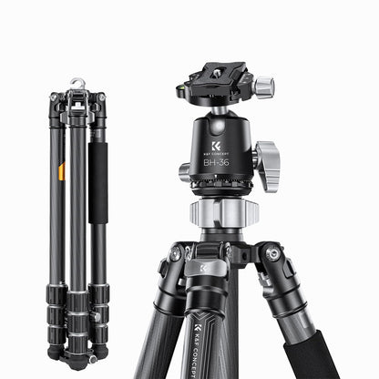 K&F Concept Carbon Fiber Tripod Capacity 16KG/35.2lbs with 36mm Metal Ball Head Load X284C4+BH-36 SKU: KF09.117