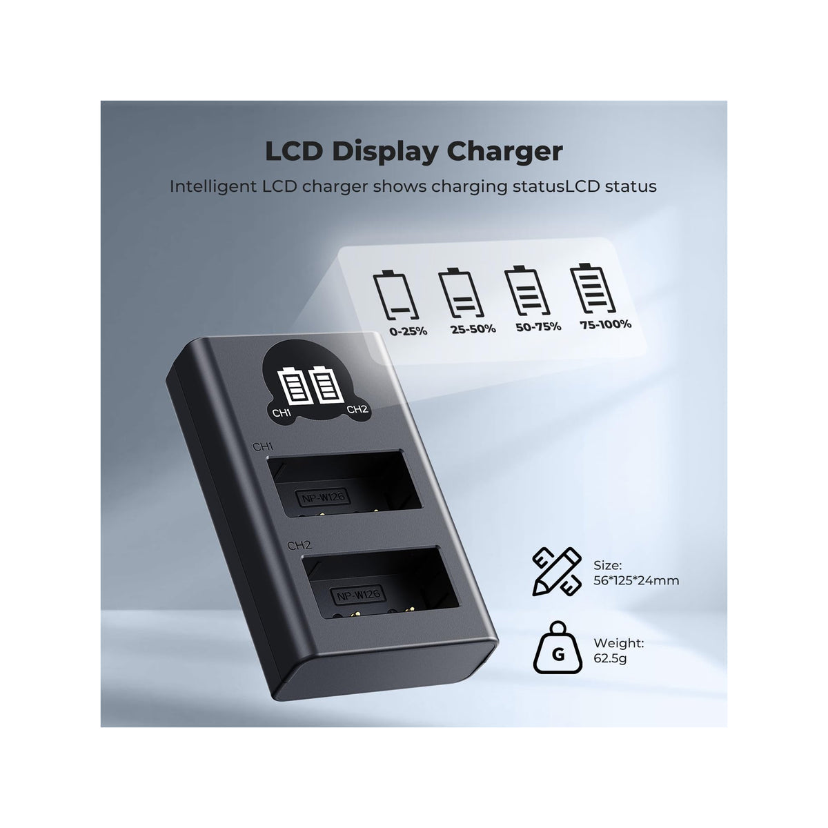 K&F Concept Dual-Slot Charger for Fujifilm NP-W126/NP-W126S Batteries – KF28.0106
