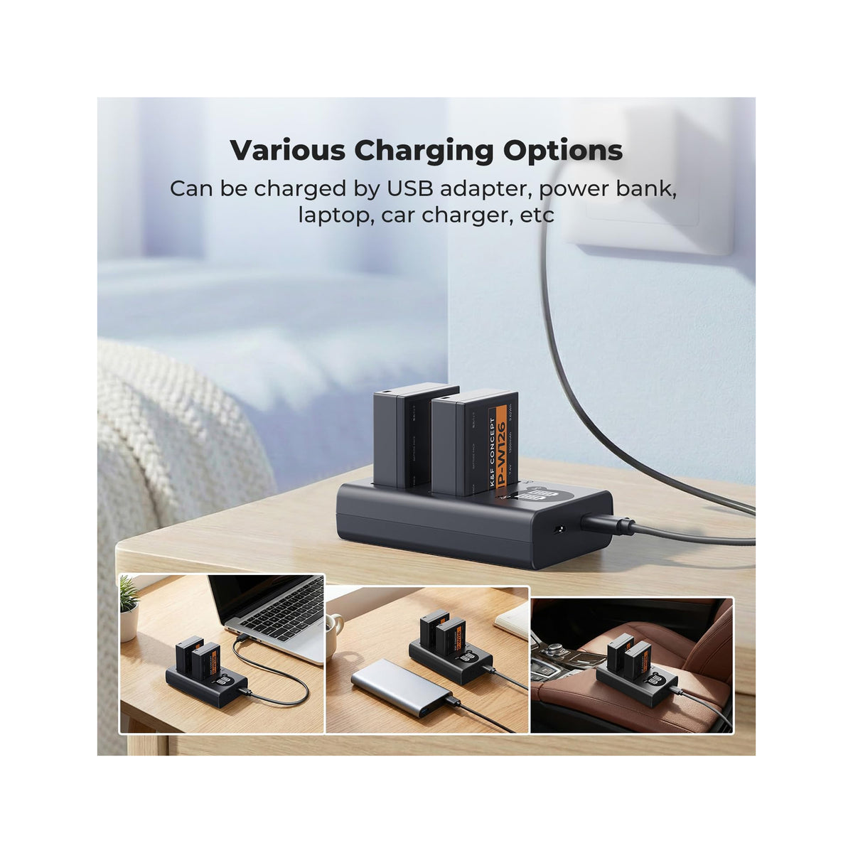 K&F Concept Dual-Slot Charger for Fujifilm NP-W126/NP-W126S Batteries – KF28.0106