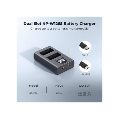 K&F Concept Dual-Slot Charger for Fujifilm NP-W126/NP-W126S Batteries – KF28.0106
