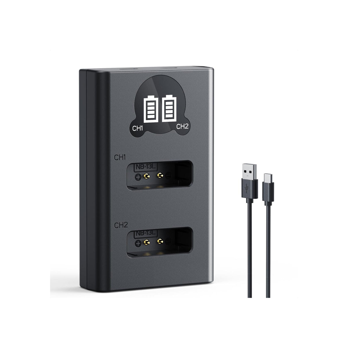K&F Concept Dual-Slot NB-13L Battery Charger for Canon PowerShot Cameras – KF28.0129