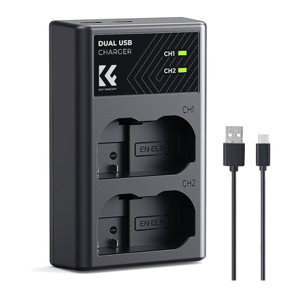 K&F Concept EN-EL15/EN-EL15A/EN-EL15B Battery Charger, Dual Slot Quick Charger-KF28.0006