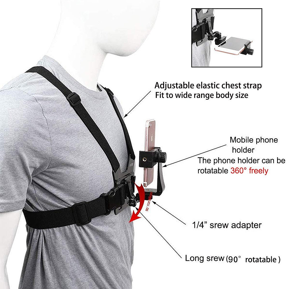 K&F Concept GW41.0045 Phone Chest Strap Harness Fixing Headband Bracket Kit for POV/VLOG