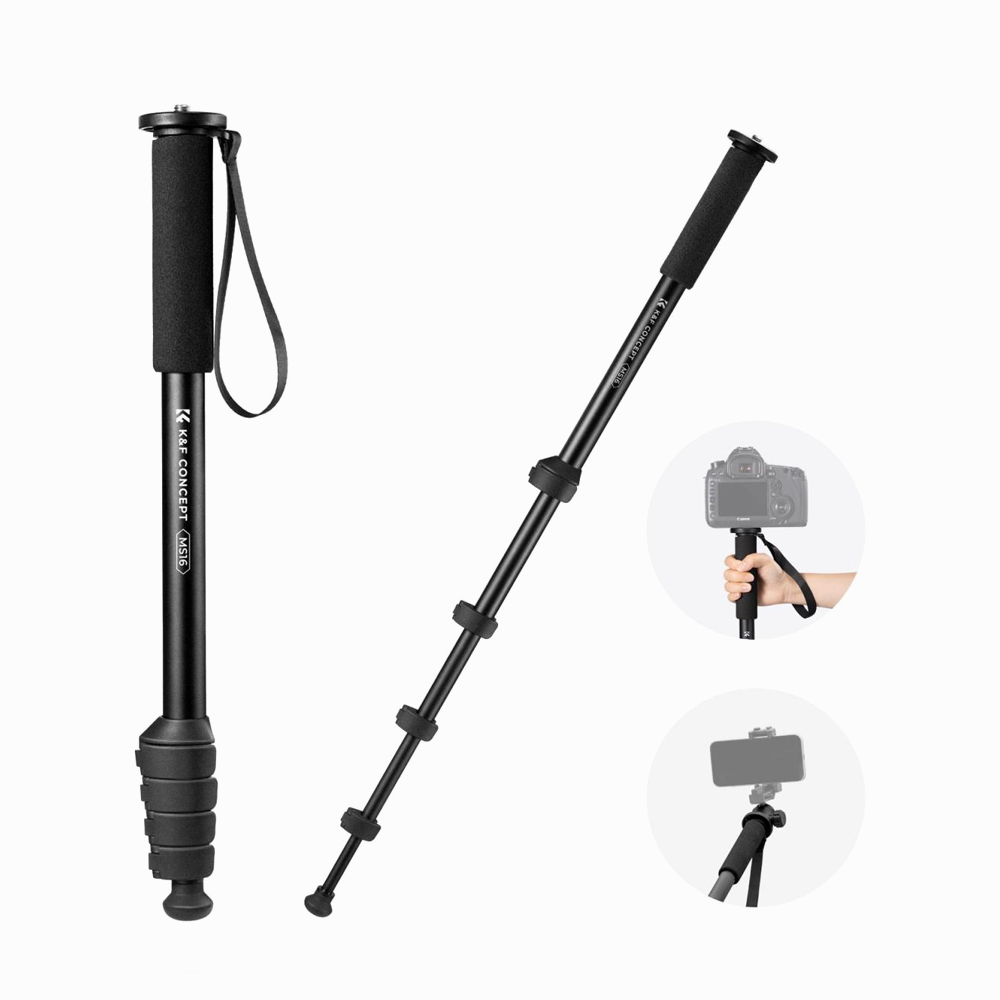 K&F Concept KF09.138V1 Camera Monopod 5-Section Height Aluminum Monopod with Metal and Rubber MS16