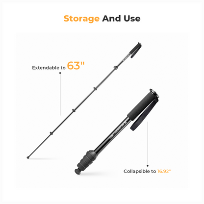 K&F Concept KF09.138V1 Camera Monopod 5-Section Height Aluminum Monopod with Metal and Rubber MS16