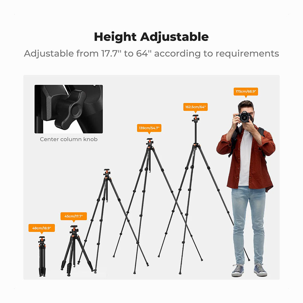 K&F Concept KF09.161 Lightweight Compact Camera Tripod O235A1+BH-40