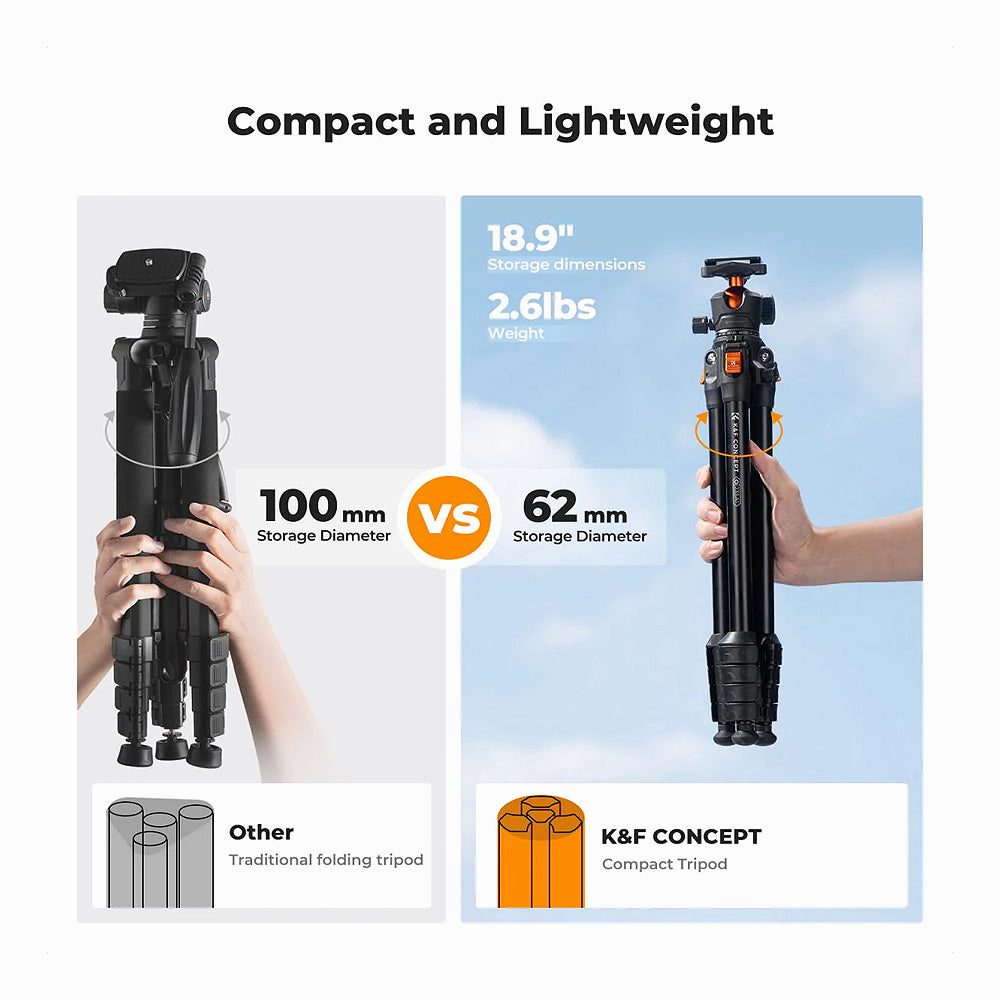 K&F Concept KF09.161 Lightweight Compact Camera Tripod O235A1+BH-40