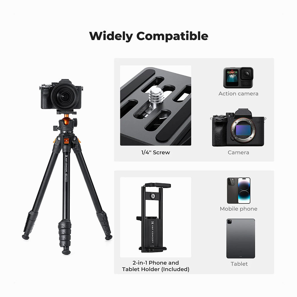 K&F Concept KF09.161 Lightweight Compact Camera Tripod O235A1+BH-40