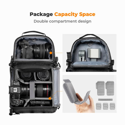 K&F Concept KF13.176Camera Sling Bag Crossbody Bag Hardshell Camera Shoulder Backpack-Carbon Black