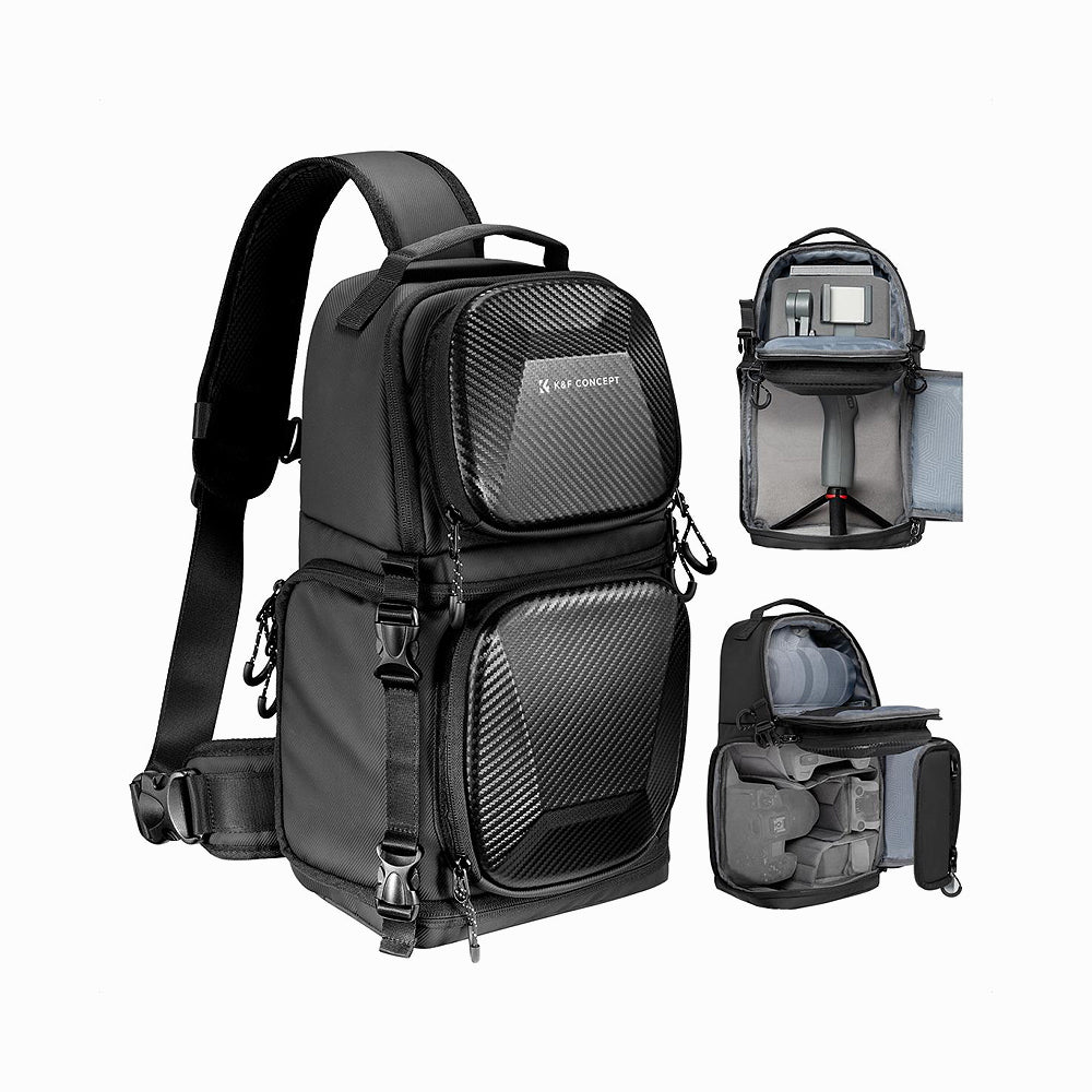 K&F Concept KF13.176Camera Sling Bag Crossbody Bag Hardshell Camera Shoulder Backpack-Carbon Black