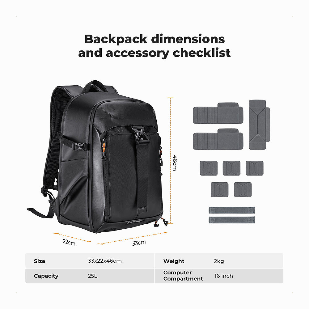K&F Concept KF13.211 25L Camera Backpack Nature Wander 11 Black
