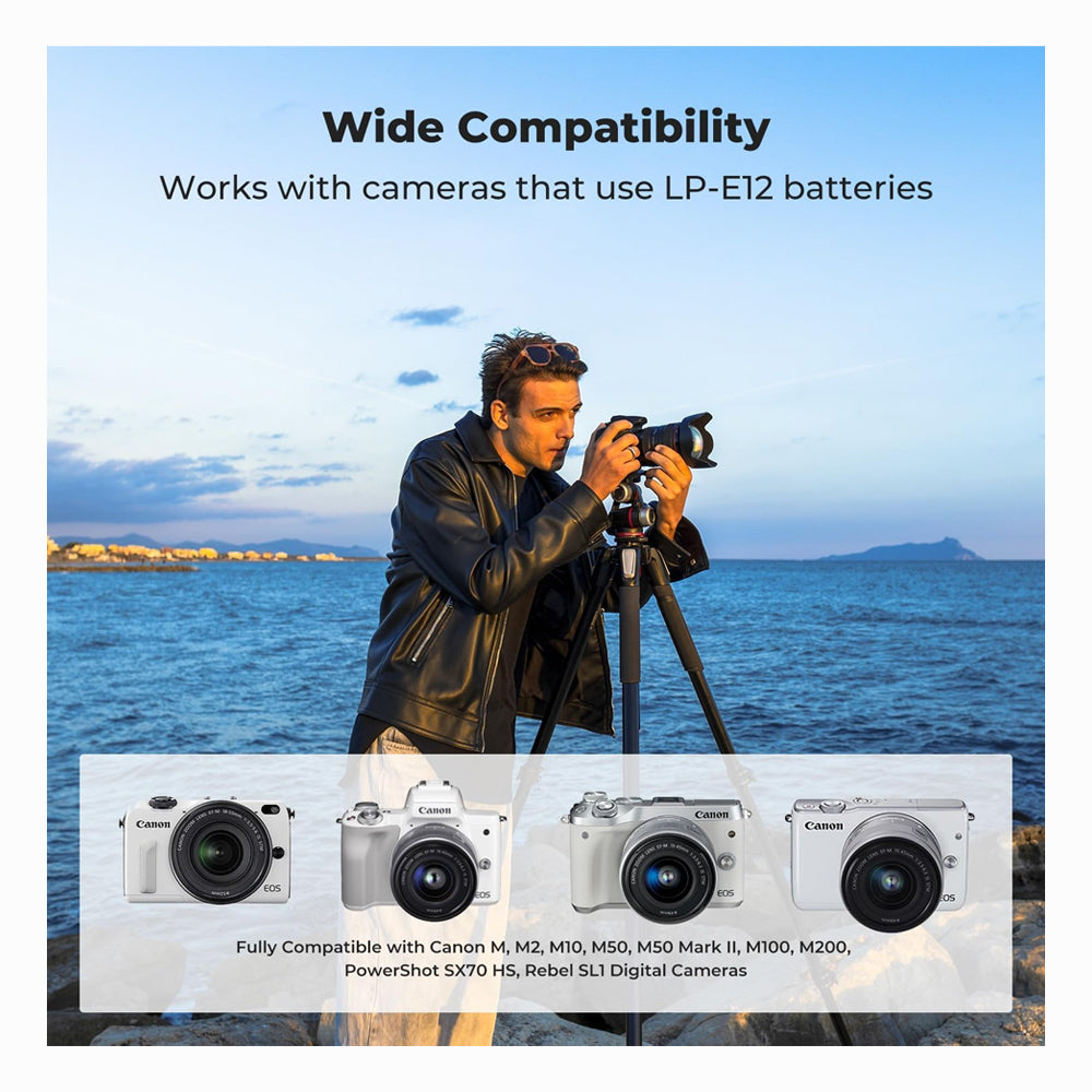 K&F Concept LP-E12 Battery 3-Pack LCD EOS M50 Battery Charger for Canon M50, M50 Mark II, M, M2, M10, M100, M200, Rebel S1, PowerShot SX70 HS Cameras-KF28.0091