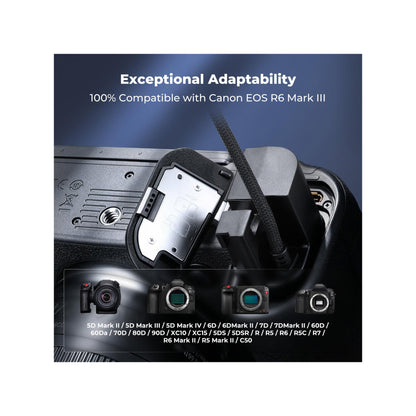 K&F Concept LP-E6P Dummy Battery with D-Tap Power Adapter for Canon Cameras-KF28.0153