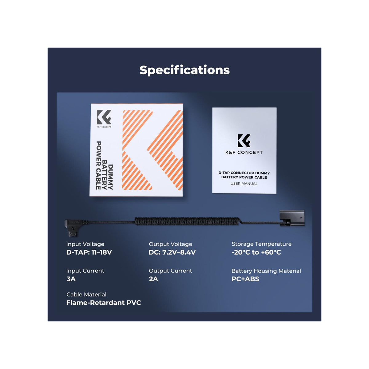 K&F Concept LP-E6P Dummy Battery with D-Tap Power Adapter for Canon Cameras-KF28.0153