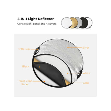 K&F Concept 43" (110cm) 5-in-1 Collapsible Photography Reflector with Grips – KF18.0006