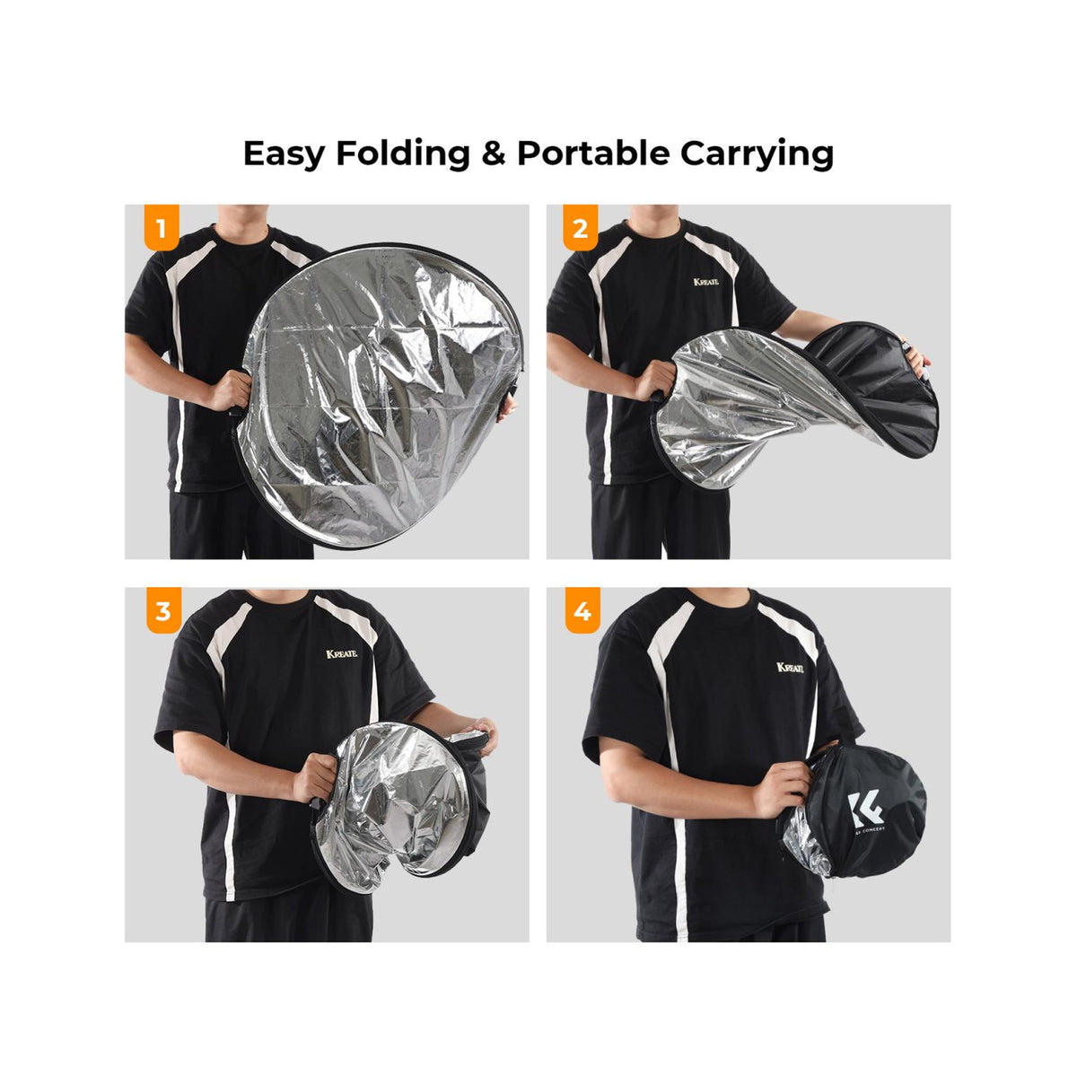 K&F Concept 43" (110cm) 5-in-1 Collapsible Photography Reflector with Grips – KF18.0006